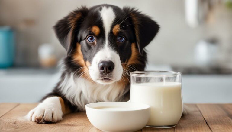 Chien qui boit du lait